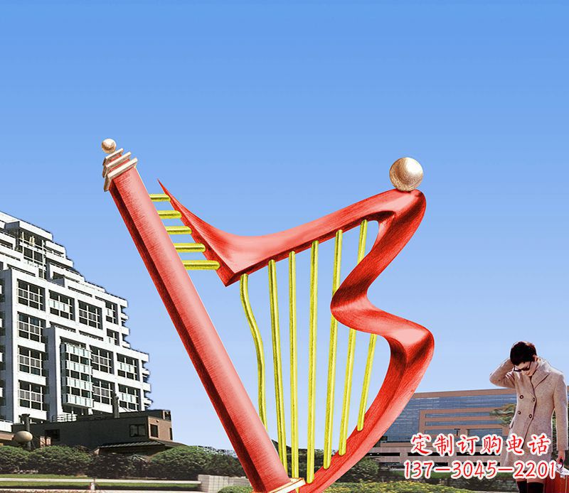 常州精美不锈钢竖琴雕塑
