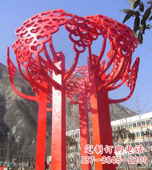 常州不锈钢心形树叶大树雕塑,展示爱与生命