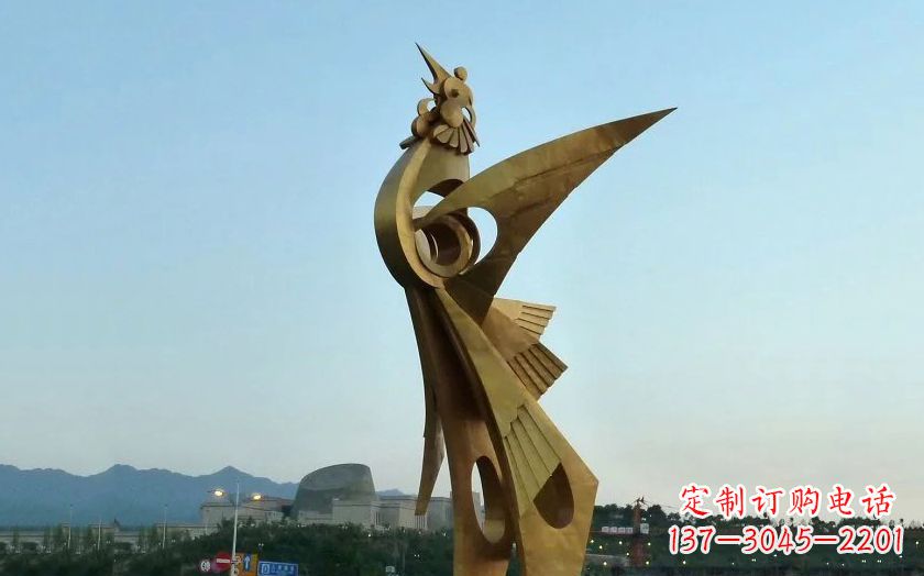 常州广场抽象不锈钢凤凰雕塑