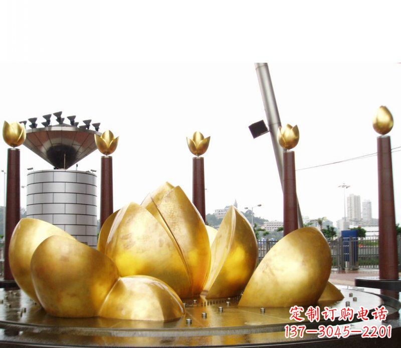 常州全新设计!中领雕塑莲花抽象广场雕塑