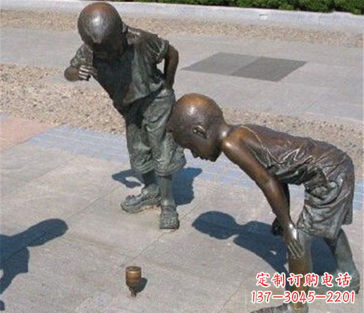常州欣赏小男孩小品铜陀螺雕塑