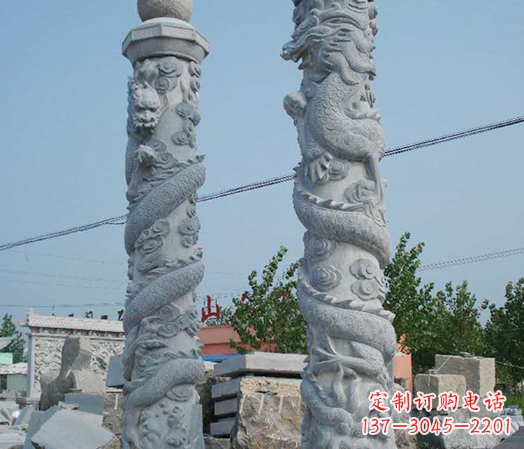 常州广场大理石盘龙柱景观石雕_1