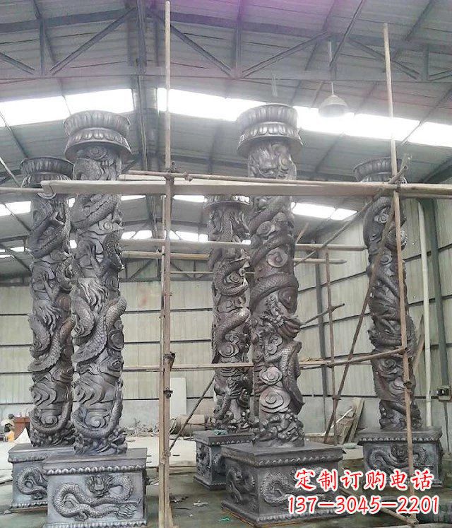 常州广场仿铜龙柱玻璃钢柱子雕塑