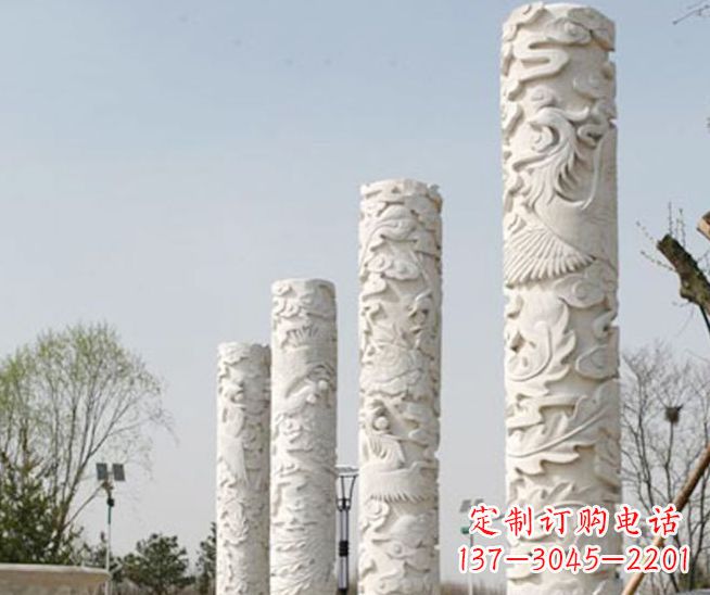 常州广场凤凰浮雕龙柱景观石雕