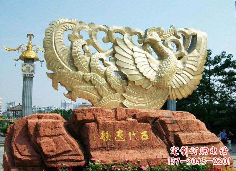 常州广场凤凰景观铜雕