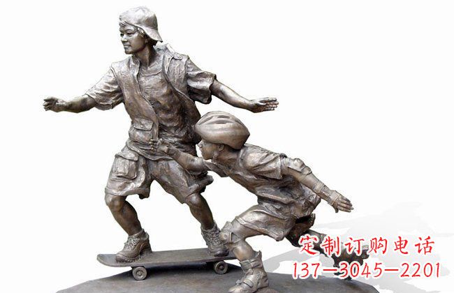 常州令人惊叹的广场滑板男孩铜雕塑