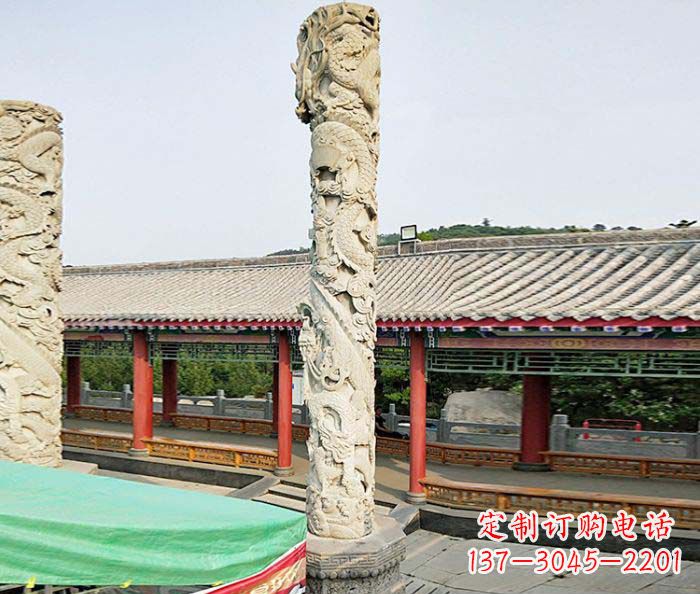 常州广场景观大理石龙柱石雕 (2)