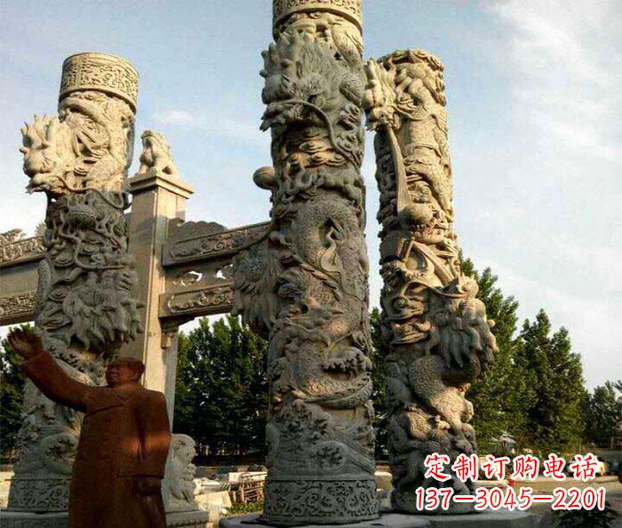 常州广场景观大理石龙柱石雕