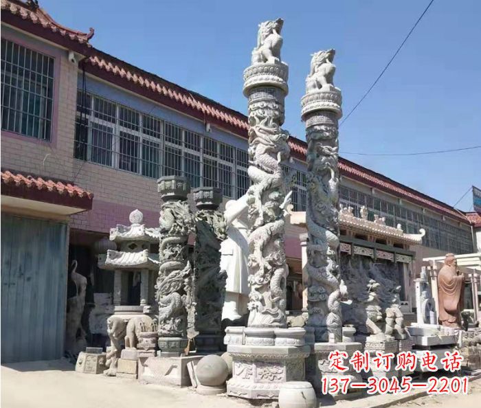 常州广场景观大理石龙柱石雕_1