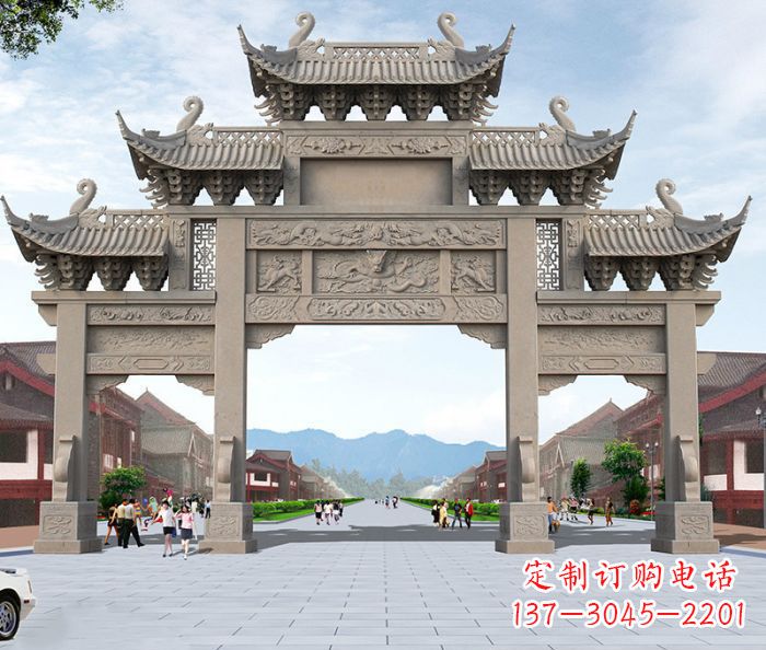 常州以大理石石雕装饰的精美牌楼雕塑