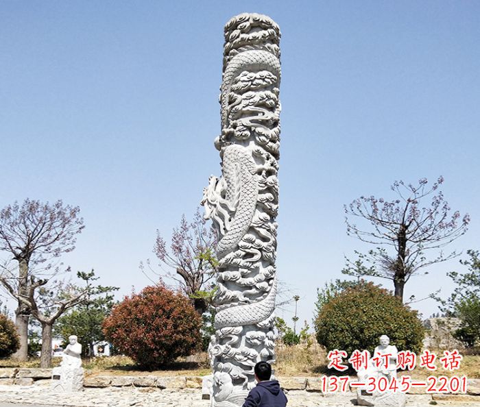 常州广场景观大理石盘龙柱石雕