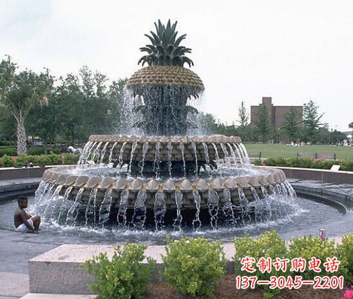 常州广场景观大型菠萝喷泉石雕