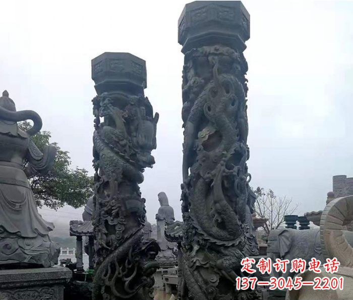 常州安静传承-中领雕塑广场景观仿古盘龙柱石雕