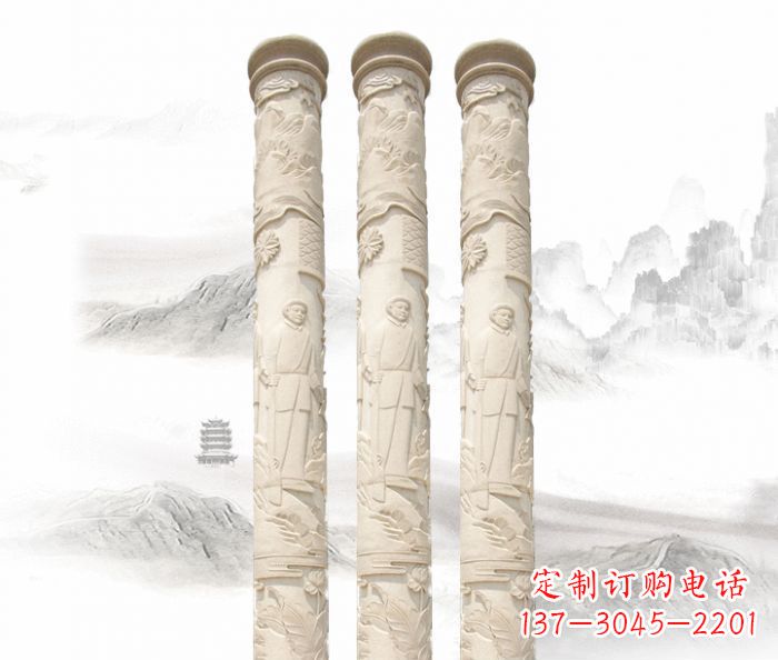 常州精致大气的汉白玉龙柱雕塑
