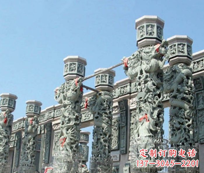 常州广场景观青石龙柱石雕