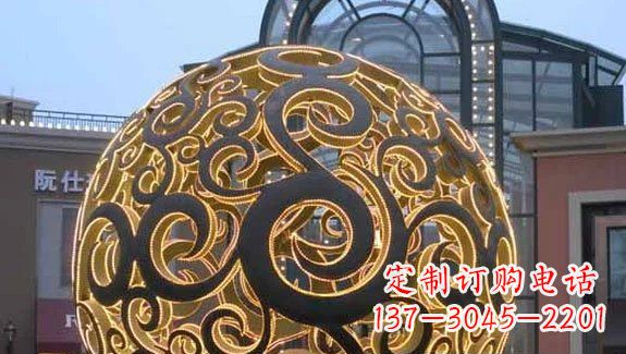 常州镂空球形喷泉雕塑无锈钢精美装点空间