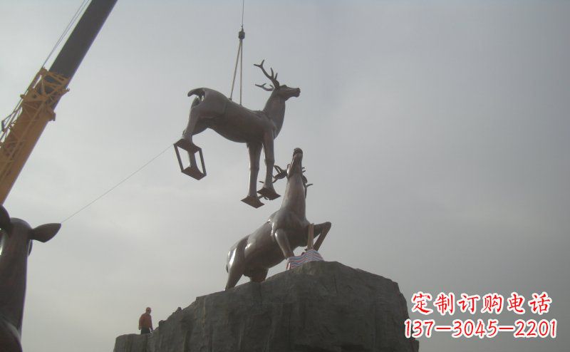 常州梅花鹿动物铜雕,极致精细,表达优雅