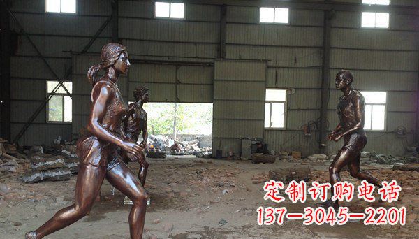 常州广场跑步女生人物铜雕