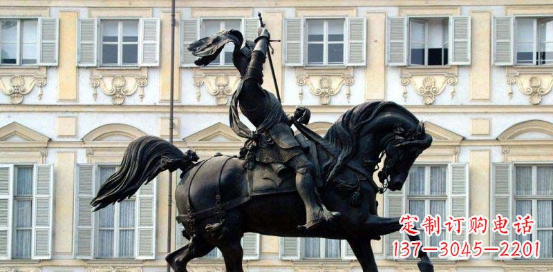 常州中领雕塑-大型罗马士兵骑马铜雕