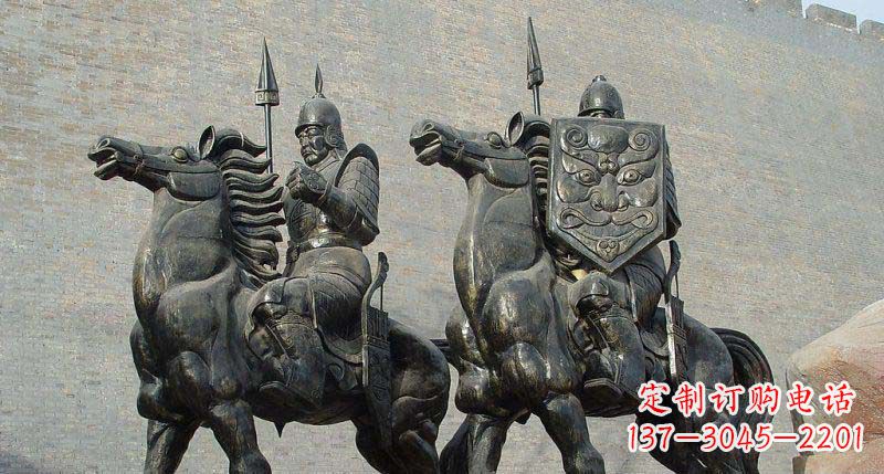 常州广场骑着战马的古代将军景观铜雕