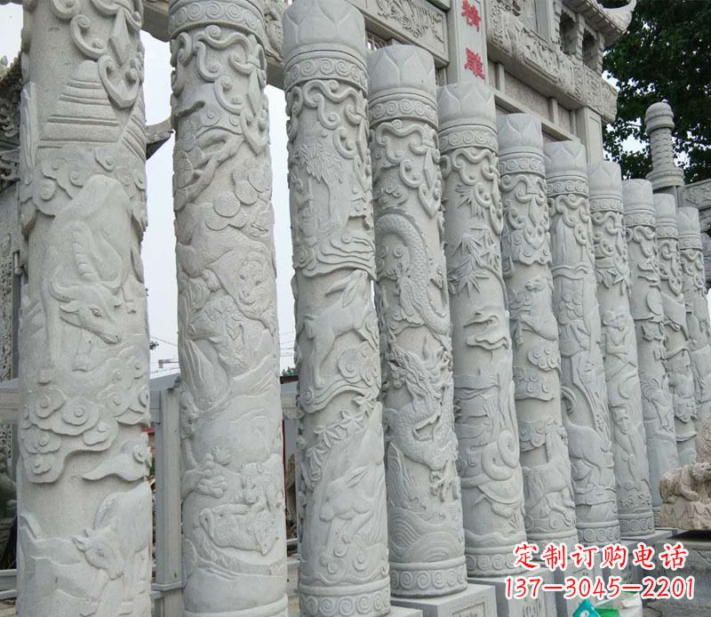 常州中领雕塑:专业定制十二生肖石柱景观石雕