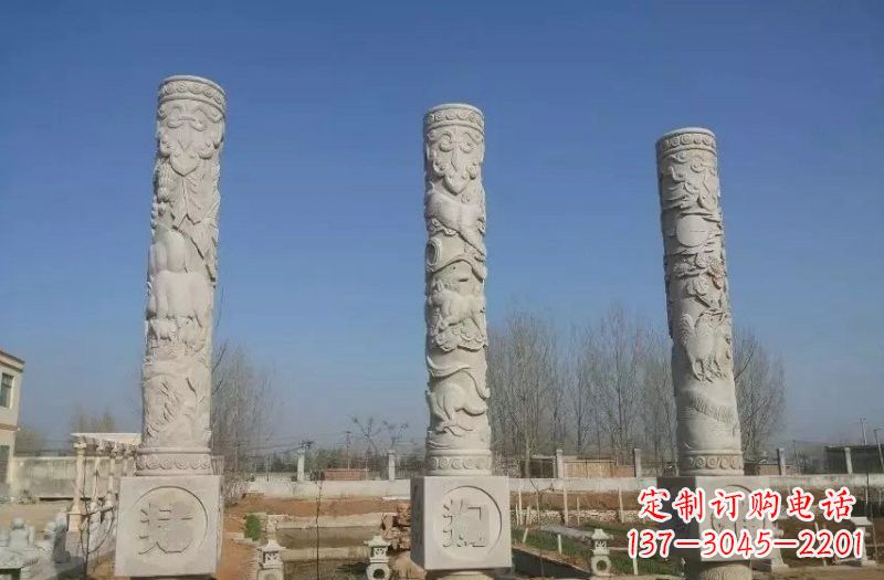 常州十二生肖文化柱石雕,展现传统文化风采