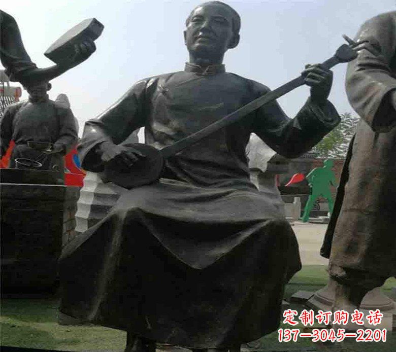 常州广场铜雕拉二胡先生人物雕塑