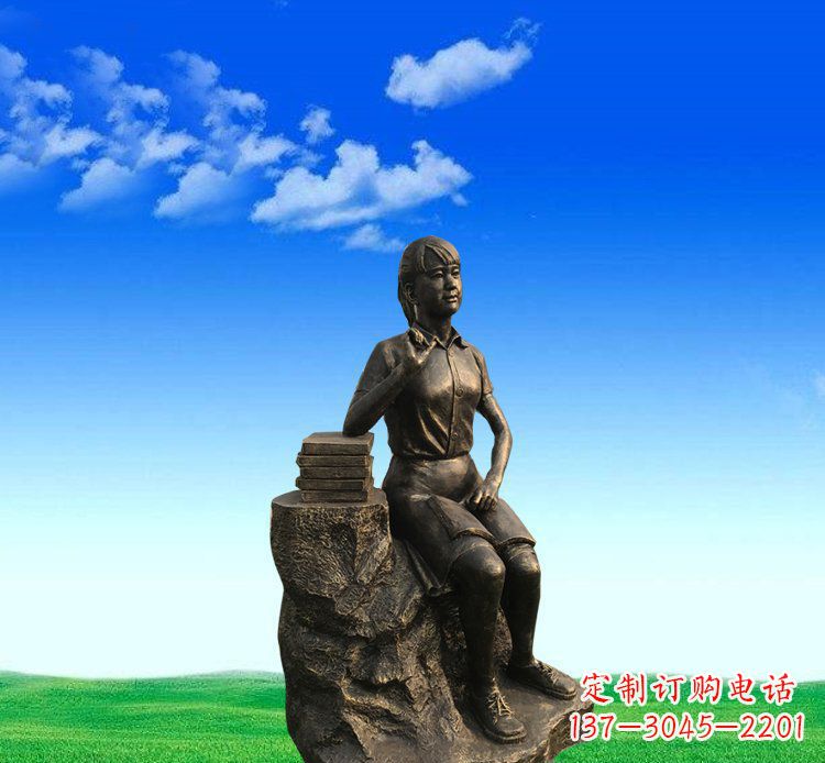 常州广场铜雕美女休息人物雕塑 (2)