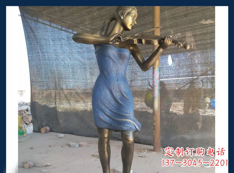 常州精美细腻的西方美女拉小提琴人物雕塑