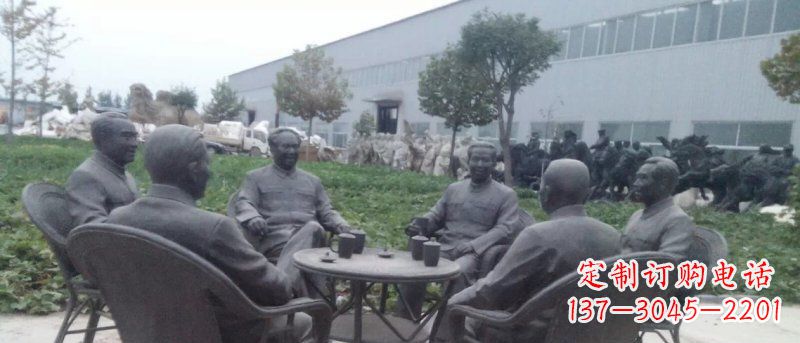 常州广场伟人喝茶人物铜雕