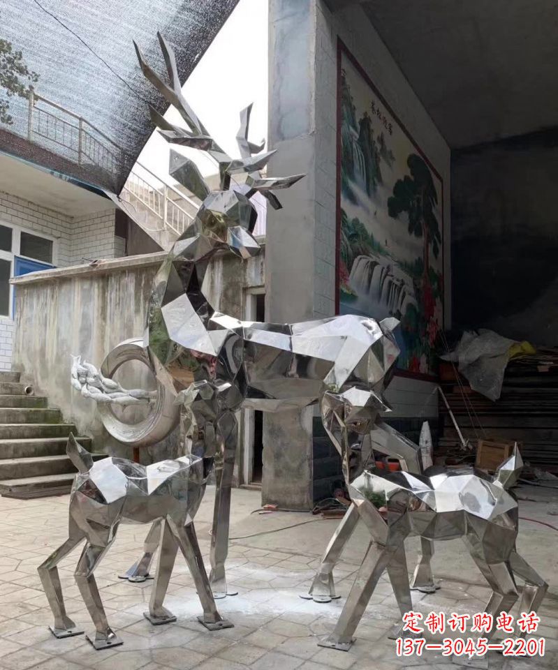 常州广场造型动物鹿不锈钢雕塑