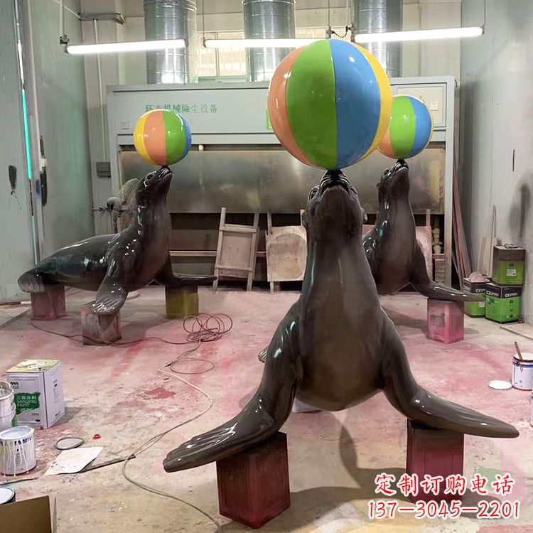 常州海豹玻璃钢雕塑,让您触手可及的自然风情