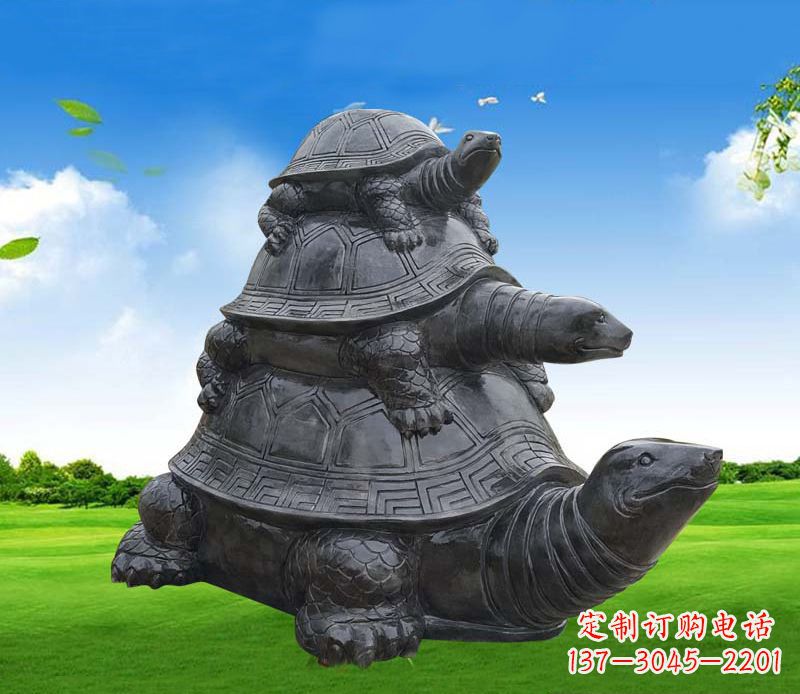 常州重现经典,海龟母子石雕动物摆件