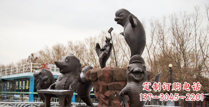 常州海豚卡通动物铜雕