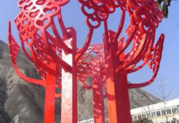 常州不锈钢心形树叶大树雕塑，展示爱与生命