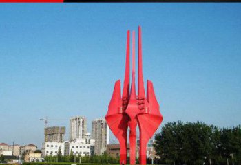 常州中领雕塑红色不锈钢树叶雕塑