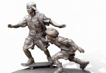 常州令人惊叹的广场滑板男孩铜雕塑