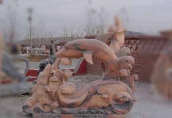 常州海豚海浪石雕，精美艺术品