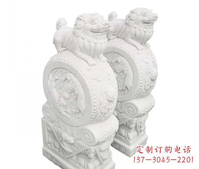 常州汉白玉抱鼓石招财石门墩
