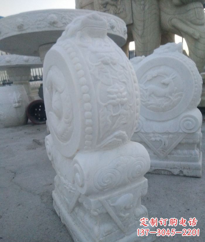 常州汉白玉抱鼓石招财石门墩 (3)