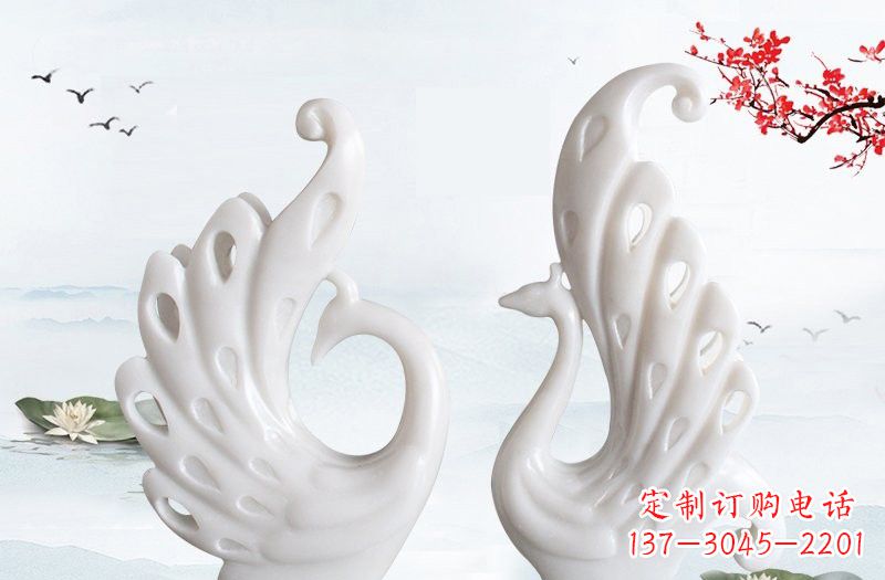常州汉白玉孔雀艺术雕塑