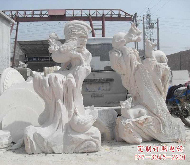 常州中领雕塑,打造古典唯美的汉白玉公鸡雕塑