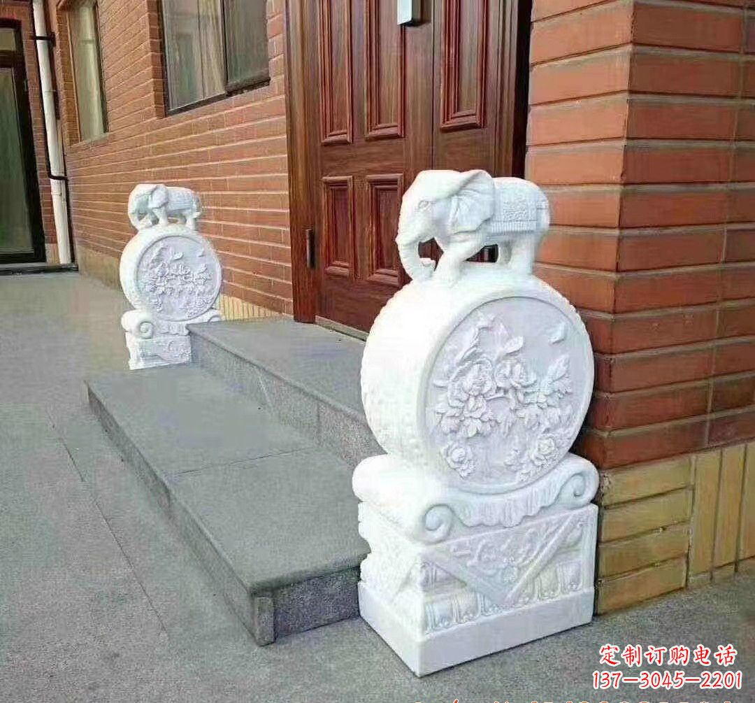 常州汉白玉大象门墩石雕
