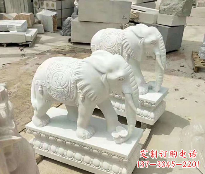 常州汉白玉大象招财动物石雕