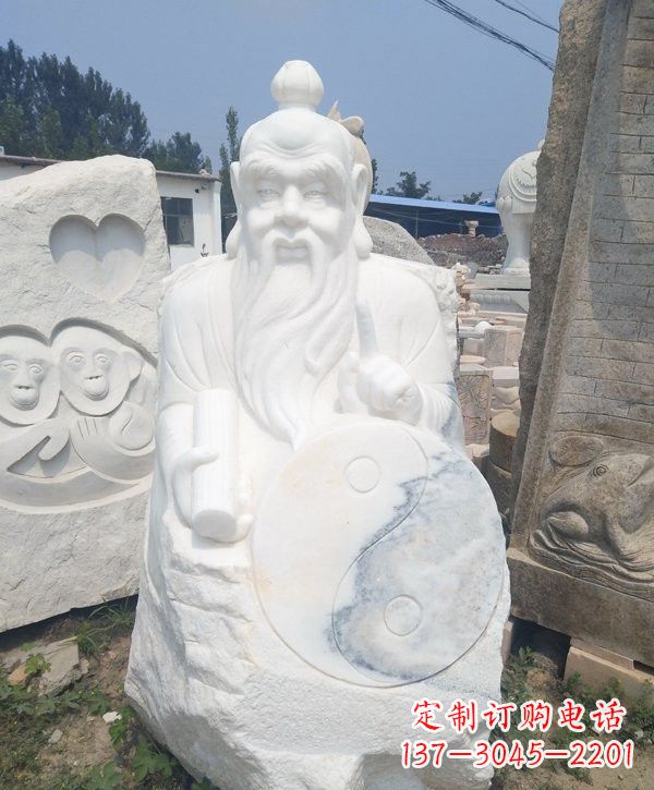 常州汉白玉道教神像太上老君雕塑