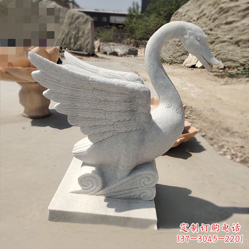 常州细腻精美的汉白玉天鹅雕塑