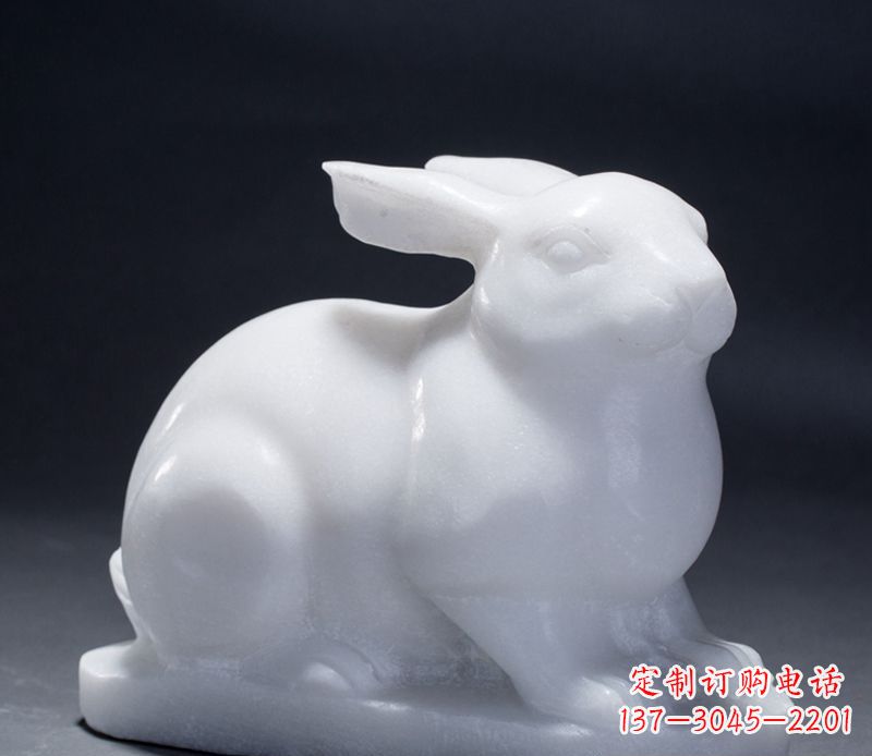 常州精致汉白玉兔子雕塑