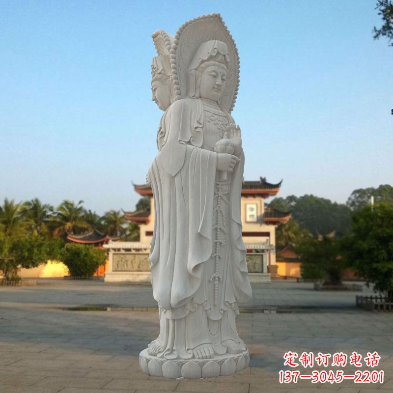 常州汉白玉佛像雕塑之三面观音