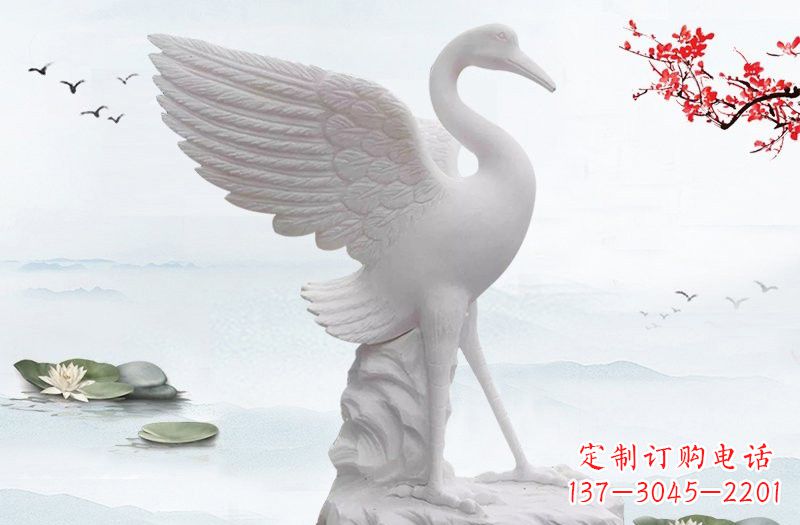 常州开启一段神奇变化之旅——汉白玉仙鹤雕塑
