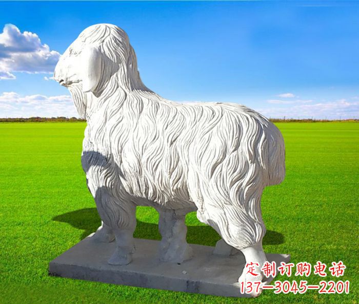 常州汉白玉公园羊动物石雕